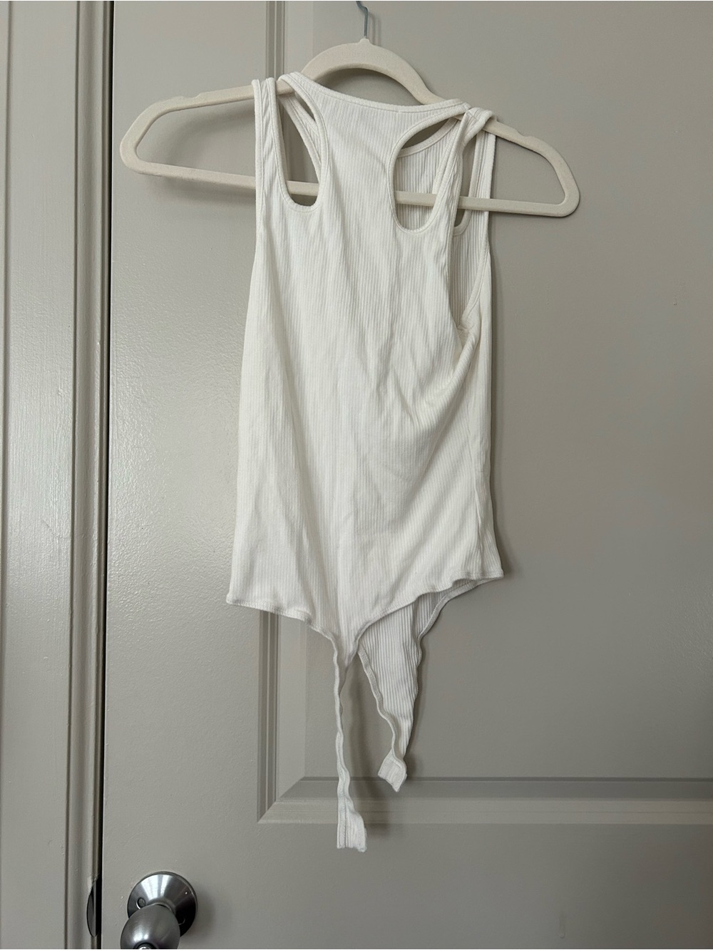 ASTR Ribbed Racerback White Bodysuit - Picture 3 of 3